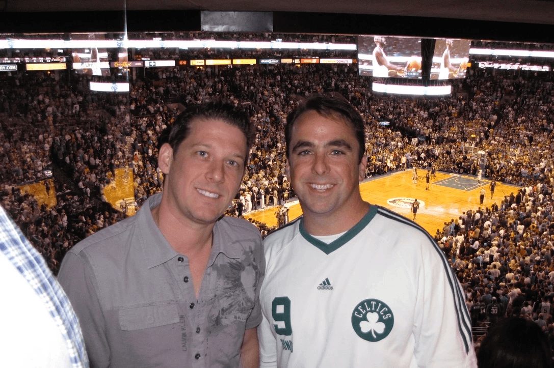 Peter with a guest courtside at TD Garden