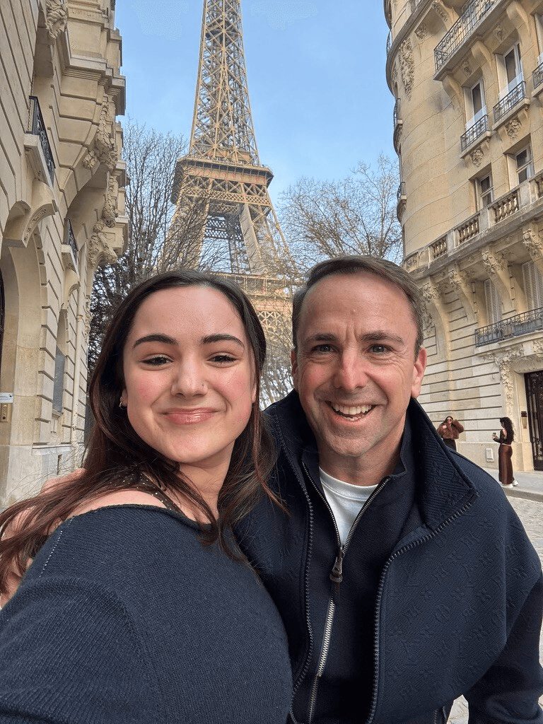 Peter in Paris, in front of the Eiffel Tower